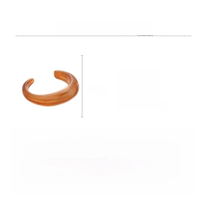 Detailed size and weight specs for the amber acrylic open bangle with glossy finish
