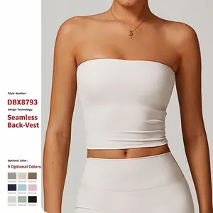 Brassière de Sport Sans Bretelles Pour Femme Haut Tube Sans Couture Débardeur Court Rembourré Pour Yoga Fitness Course