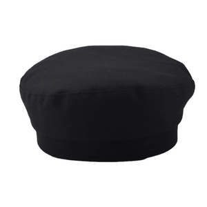 Klassische schwarze Baskenmütze mit strukturierter Krone und Design für Damen