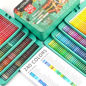 Professional 240 colors expert colored pencils set in premium green metal tin case