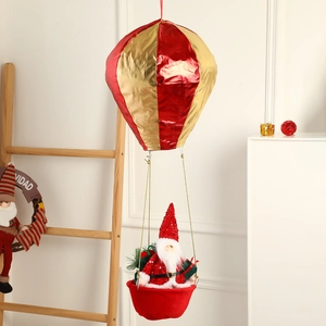 Creative Santa Claus in red and gold hot air balloon ceiling hanging Christmas decoration
