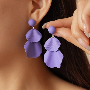 Petal Drop Earrings With 925 Sterling Silver Earring Post Double Layer Flower Matte Painted Unique Fashion For Women