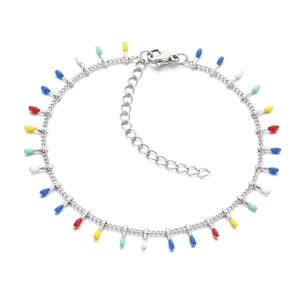 Cavigliera in acciaio inossidabile con vivaci ciondoli colorati a forma di lampadina