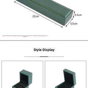 Deep green luxury jewelry boxes with black velvet lining and 22x5.5x3.5cm dimensions