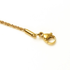 Polished gold plated stainless steel anklet with lobster clasp and textured chain links