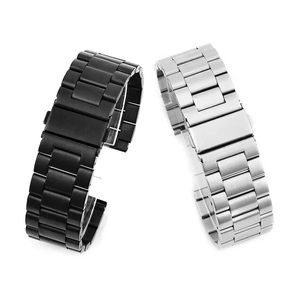 Cinturini per orologi a tre maglie in acciaio inossidabile nero e argento per smartwatch