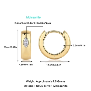 Dimensions techniques détaillées et spécifications des boucles d'oreilles moissanite S925