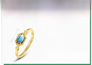 Detailed view of S925 silver ring with oval London blue topaz and 10K gold plating