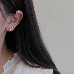 S925 Sterling Silver Heart Stud Earrings For Women Minimalist Sweet Tiny Heart Earrings Silver Gold Plated Daily Jewelry Gift