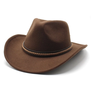Classic brown felt fedora hat with woven leather band for men and women stylish winter wear