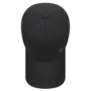 Classic black twill cotton baseball cap with a subtle metal letter logo for men