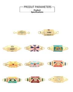 Detailed set of 11 gold-plated enamel evil eye and love pendants for DIY jewelry making