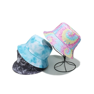 Polyester Tie Dye Bucket Hat Summer Sun Protection Outdoor Fisherman Cap Fashion Casual Gradient Unisex Trendy Sunshade
