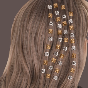 Dreadlock Rings Metal Hollow Filigree Hair Cuffs Braiding Hair Accessories For DIY Styling African Braids