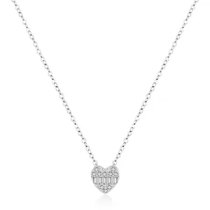 925 Sterling Silver Heart Pendant Necklace With Cubic Zirconia Minimalist Sparkly Jewelry For Women