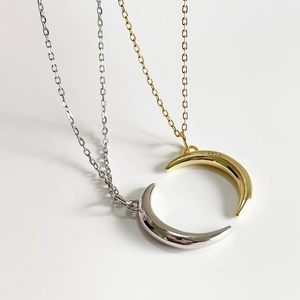 Crescent Moon Pendant Necklace 925 Sterling Silver 18K Gold Plated Minimalist Chic Jewelry Gift For Women