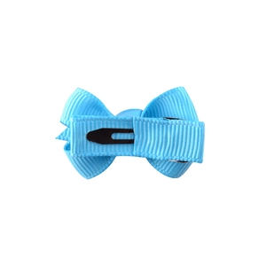 Sky blue bow hair clip for babies with high-density ribbed ribbon and metal duckbill clip