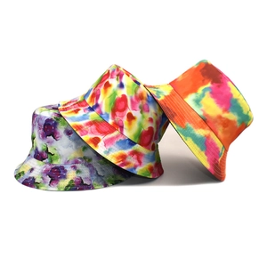 Tie-Dye Reversible Bucket Hat Polyester Sun Protection Outdoor Travel Trendy Fashionable Sunshade For Men And Women