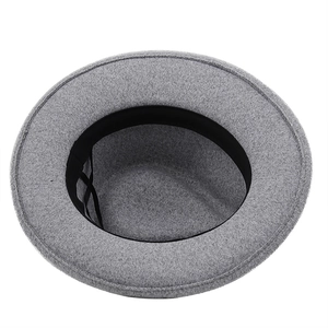 Classic grey wool fedora hat for women with interior adjustable drawstring and sweatband