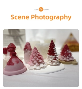 Detail of Christmas tree and hat shaped silicone molds for DIY candle making crafts