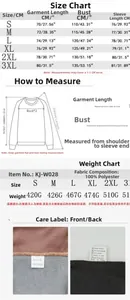Detailed size chart for men tactical fleece sweatshirt with measurements and care icons