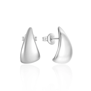 Polished silver star earrings with a sleek C-shaped design and smooth metallic finish
