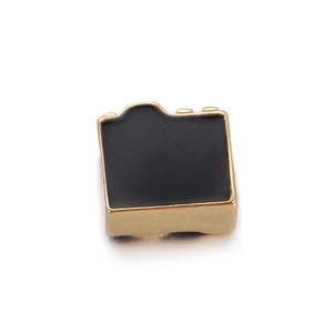 3D gold camera charm bead with black enamel for DIY jewelry making and bracelet design