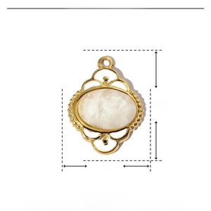 Detailed parameter display of gold stainless steel tree of life pendant with marble enamel