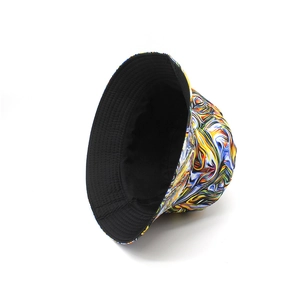 Colorful tie-dye reversible bucket hat for women with sun protection and black lining