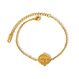 French vintage stainless steel gold plated evil eye and star necklace for women