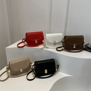 Minimalist square crossbody bags in five colors with matte leather and metal clasp