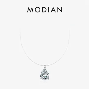 Pear Cut Moissanite Pendant Necklace 925 Sterling Silver Invisible Fishing Line Choker D Color VVS1 Elegant Jewelry For Women