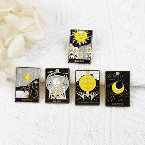 Tarot Card Charms Alloy Enamel Sun Moon Star Pendants For DIY Jewelry Making Gothic Mystery Necklace Bracelet Accessories