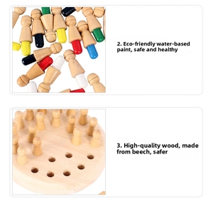 Safety detail of beech wood memory game with eco-friendly water-based paint finish