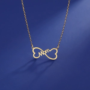 Stainless Steel Infinity Heart Mom Pendant Necklace Gold Silver Tone Cutout Bow MOM Jewelry Fashion Gift For Mother Women
