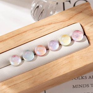Iridescent moonstone-effect titanium steel stud earrings set in various pastel colors
