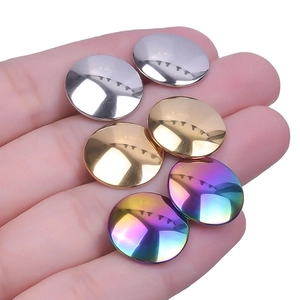 Polished stainless steel round ear gauges set in silver, gold and rainbow gradient colors