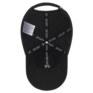 Inside view of breathable mesh sports cap with polyester fabric and reinforced seams