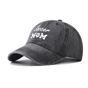 Washed Cotton Baseball Cap Soccer Mom Embroidery Distressed Adjustable Vintage Outdoor Sun Hat For Women
