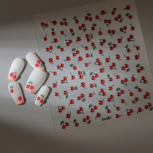 Stickers ongles 3D relief cerise Cc-357 avec motif fruit doux pour manucure DIY