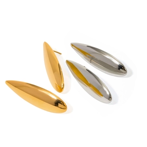 Minimalist 18K gold and silver waterdrop earrings in polished stainless steel finish