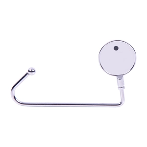 Portable silver metal desk hook for school bags with a polished non-slip base