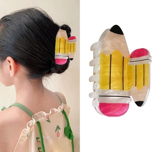 Pince à cheveux créative en forme de crayon, accessoire mignon pour la rentrée scolaire