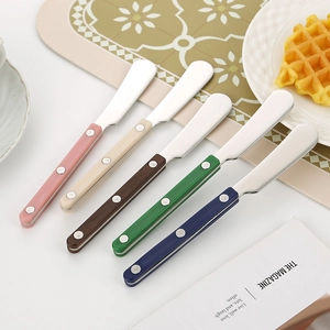 Butter Knife 304 Stainless Steel Blade ABS Plastic Rivet Handle Mirror Polished Round Tip Spreader For Bread Jam Cheese