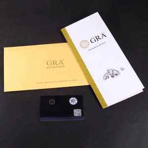 Official GRA Moissanite gemstone authenticity certificate and black PVC warranty card set
