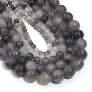 Perles rondes en cristal gris naturel de différentes tailles pour bijoux DIY