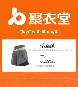 Détail du short de yoga à taille haute avec un design bicolore croisé effet push-up