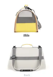 Detail view showing breathable mesh side and back panels of the portable pet carrier bag