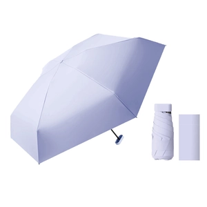 Light purple six-fold ultra-light capsule umbrella for sun and rain protection