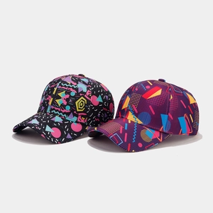 Memphis Stil Geometrischer Druck Baseballkappe Polyester Verstellbare Metallschnalle Sonnenschutz Retro Hip Hop Hut